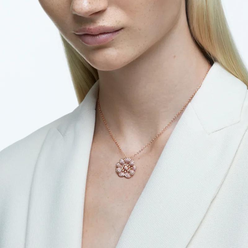 Swarovski Connexus Heart Lotus Shaped Gold Plated Necklace Women Necklace 5615093