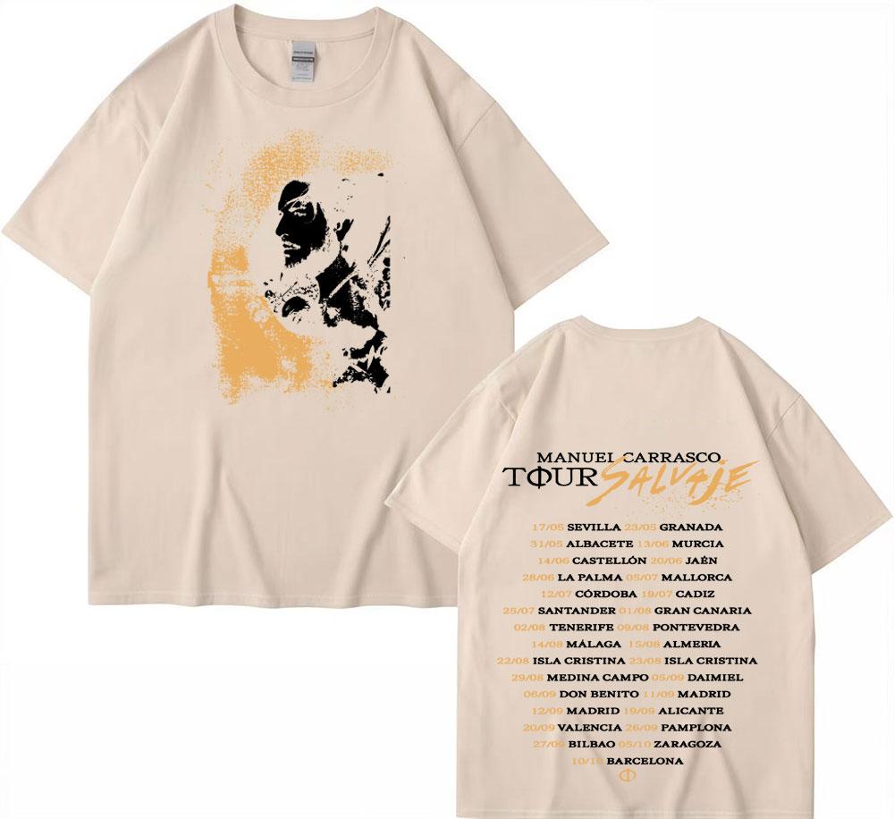 Rapper Manuel Carrasco Salvaje Tour 2025 Grafik T-Shirts Herren Damen Harajuku Hip Hop T-Shirt Kurzarm Lässig Heißer Verkauf T-Shirt