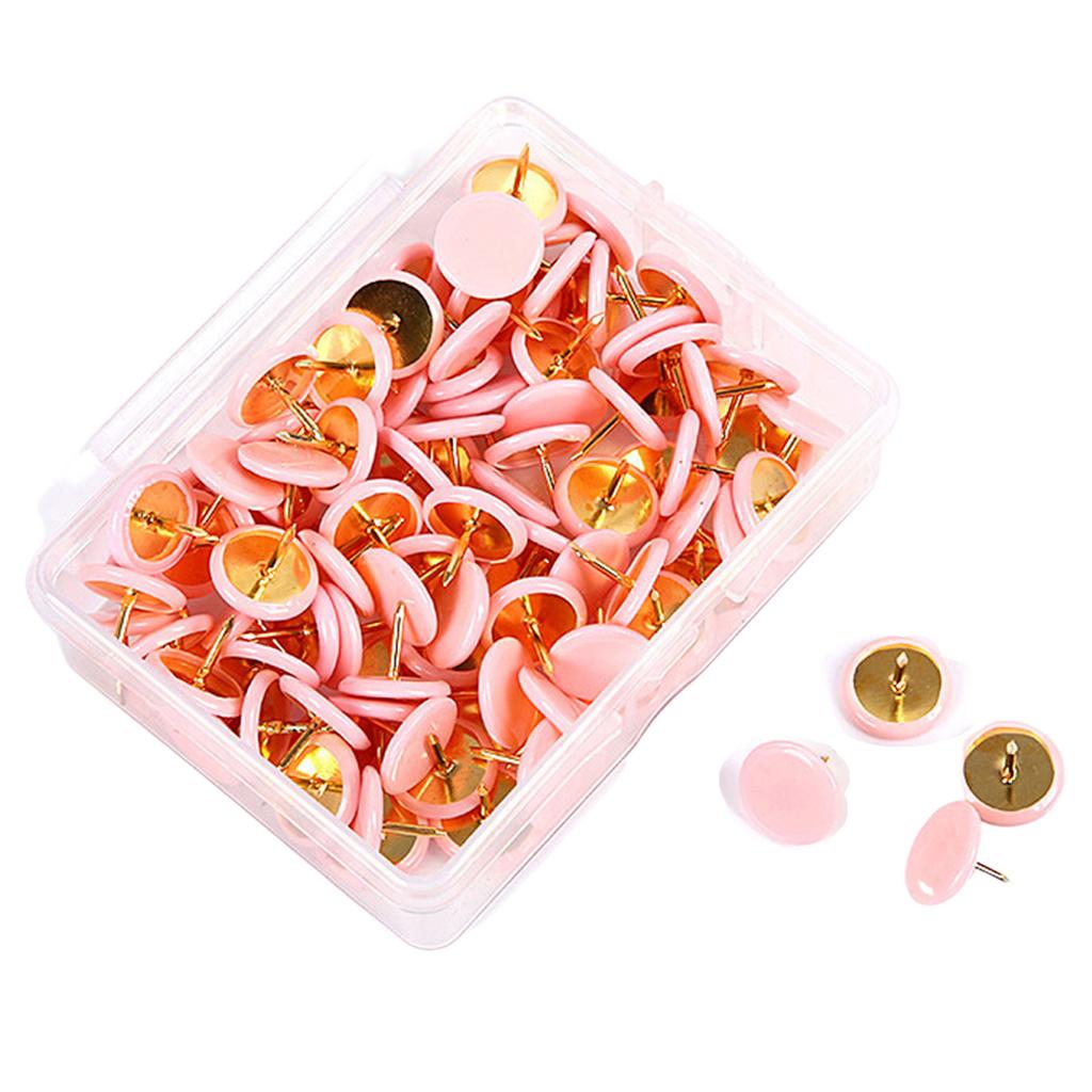 100pcs Colored Flat Thumb Tacks Roundness Plastic and Metal Flat Thumb Tacks for Office School & Personal Use