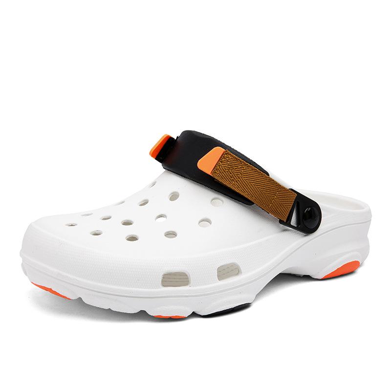 

Мужские туфли с отверстиями на липучке, летние комнатные и уличные тапочки на платформе, уличные пляжные сандалии 44/45 белый