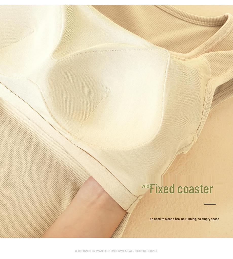 Women's Warm Wide-Strap Vest with Integrated Bra Pads - Wear Alone or As Layered Camisole