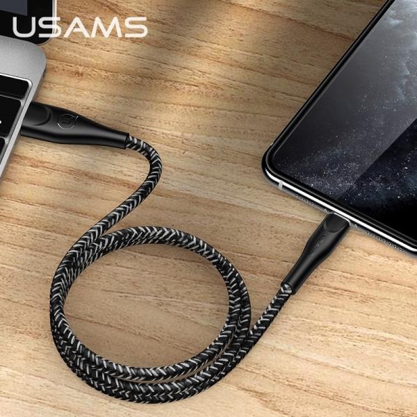 Usams Kabel Pleciony U41 Lightning 3M2A Czarny/Black Sj397Usb01 (Us-Sj397) Fast Charge