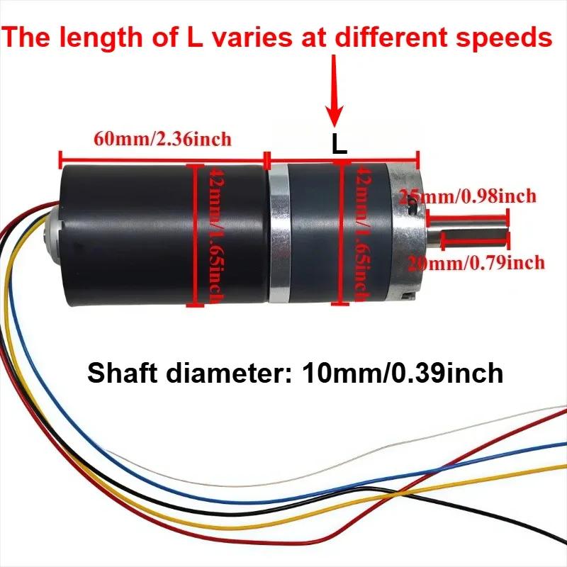 1pc PGM42-4260 brushless planetary DC gear motor 12V adjustable speed high-torque 24V Hall drive forward/reverse rotation motor