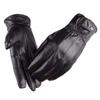 1Pair Men'S Pu Leather Winter Autumn Driving Keep Warm Gloves Fleece Tactical Gloves Black Outdoor Sports Waterproof Mitten