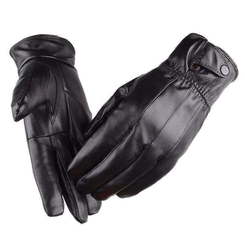 1Pair Men'S Pu Leather Winter Autumn Driving Keep Warm Gloves Fleece Tactical Gloves Black Outdoor Sports Waterproof Mitten