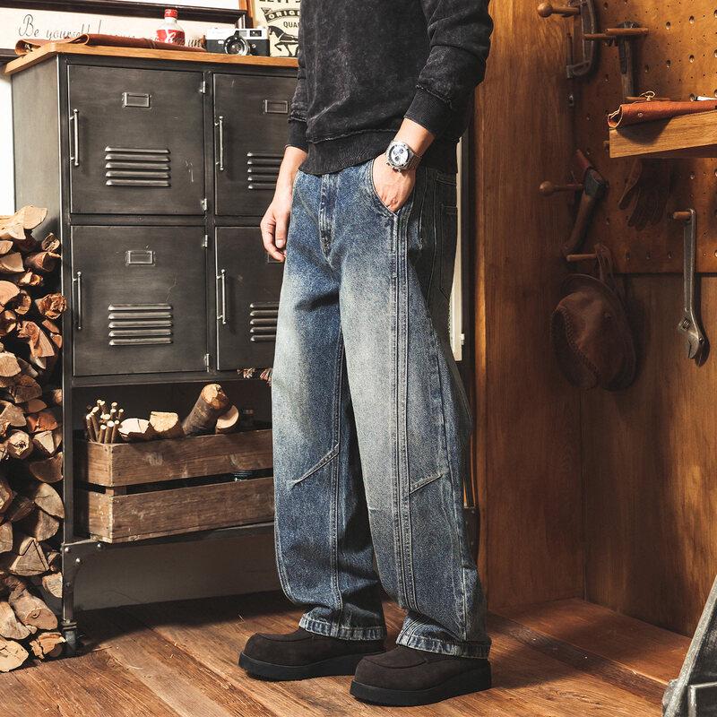 Men's American Retro Washed Loose-Fit Straight-Leg Jeans