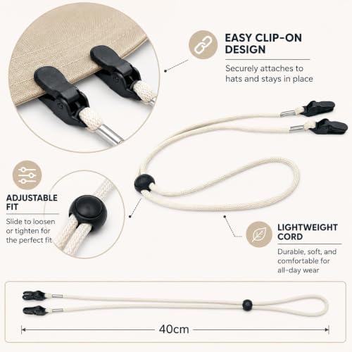 Hat Chin Strap: White Adjustable Clip Windproof Keeper - Secure Fit for Fishing Travel Outdoor Hat Accessories
