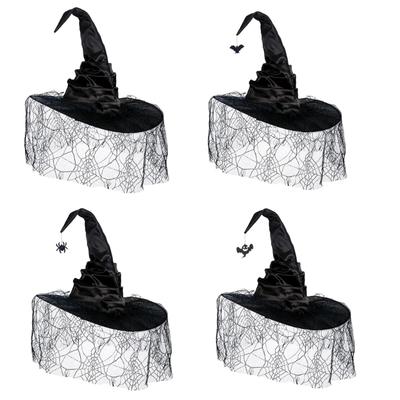 Halloween Witch Caps for Cosplay Punk Spiderweb Wizard Hat Adult Unisex Party Hat Costume Pointed Hat Festival Props Hat
