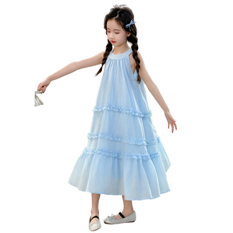 Spaghetti-Träger Neckholder Sommer-Strandkleid für ältere Kinder