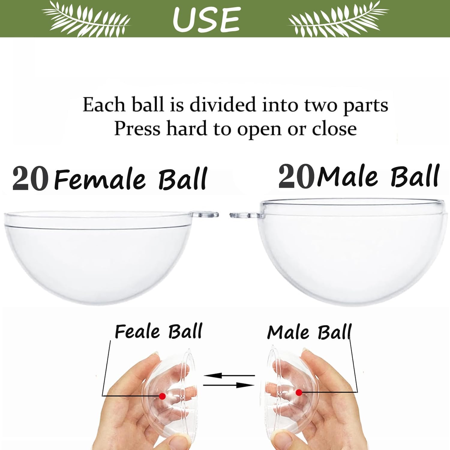 80mm/3.14inch 24PCS Large Clear Ball Ornaments, 12Set Fillable Christmas Balls Shatterproof Ornament Baubles for DIY Crafts Christmas Wedding Party