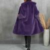 Women's Fashion Comfortable Faux Mid-Length Thickened Suit Collar Coat Top Plush Warm Coat