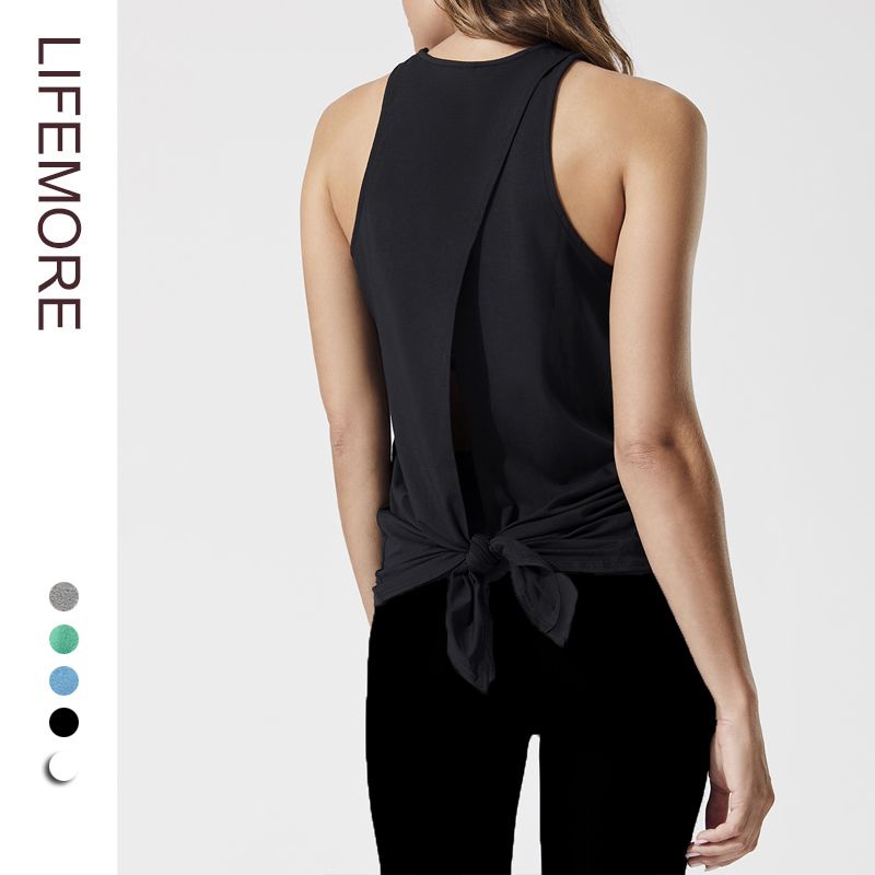 

Loose Overclothes Sleeveless T-shirt Beauty Back Yoga Fitness Suit Night quiet black S