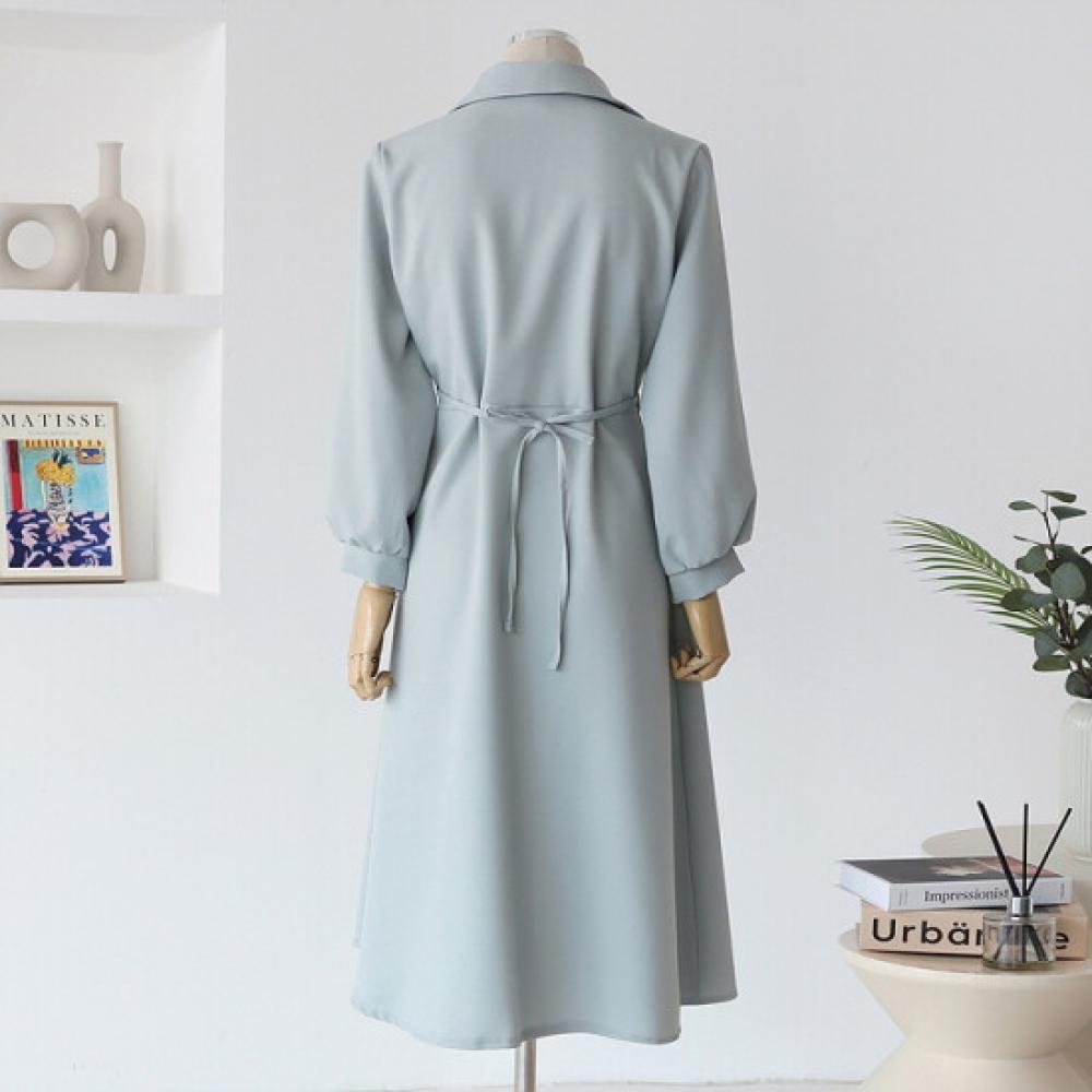 Customable Collar Wrap Side Button Flare Dress T2508op621c