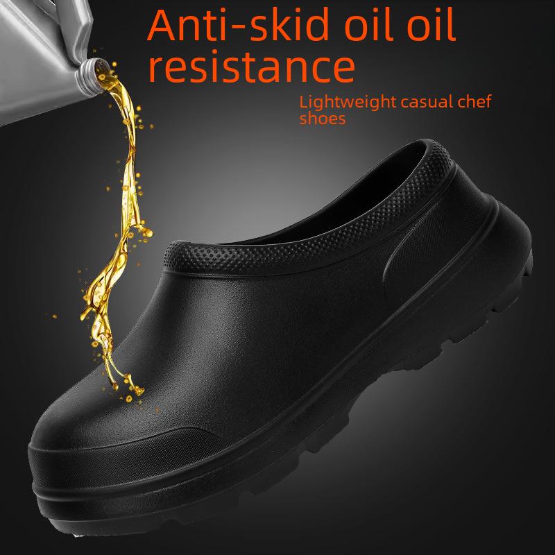Breathable Waterproof Kitchen Shoes - Comfortable Oil-Proof Work Shoes for Men & Women, Black