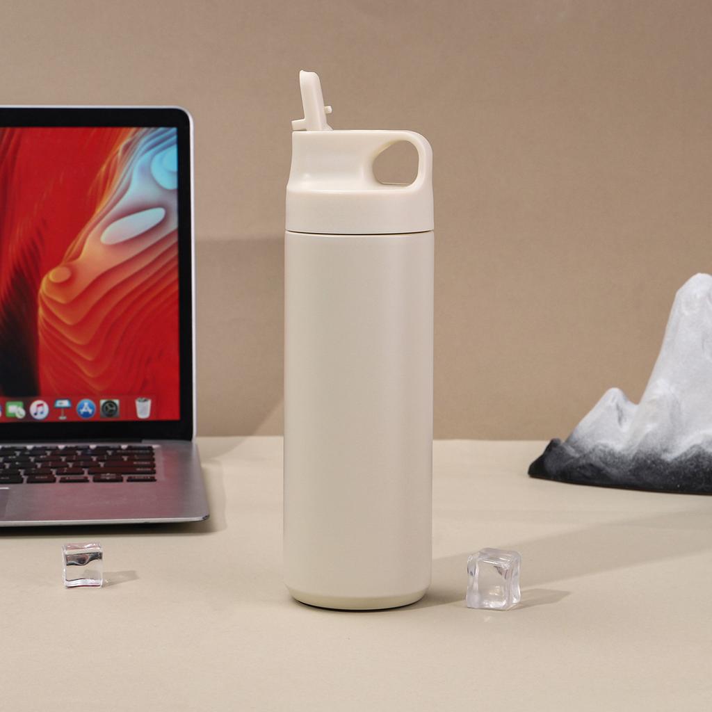 550ml Matte 304 Stainless Steel Insulated Tumbler, Flip Straw Lid Water Bottle for Office & Daily Use