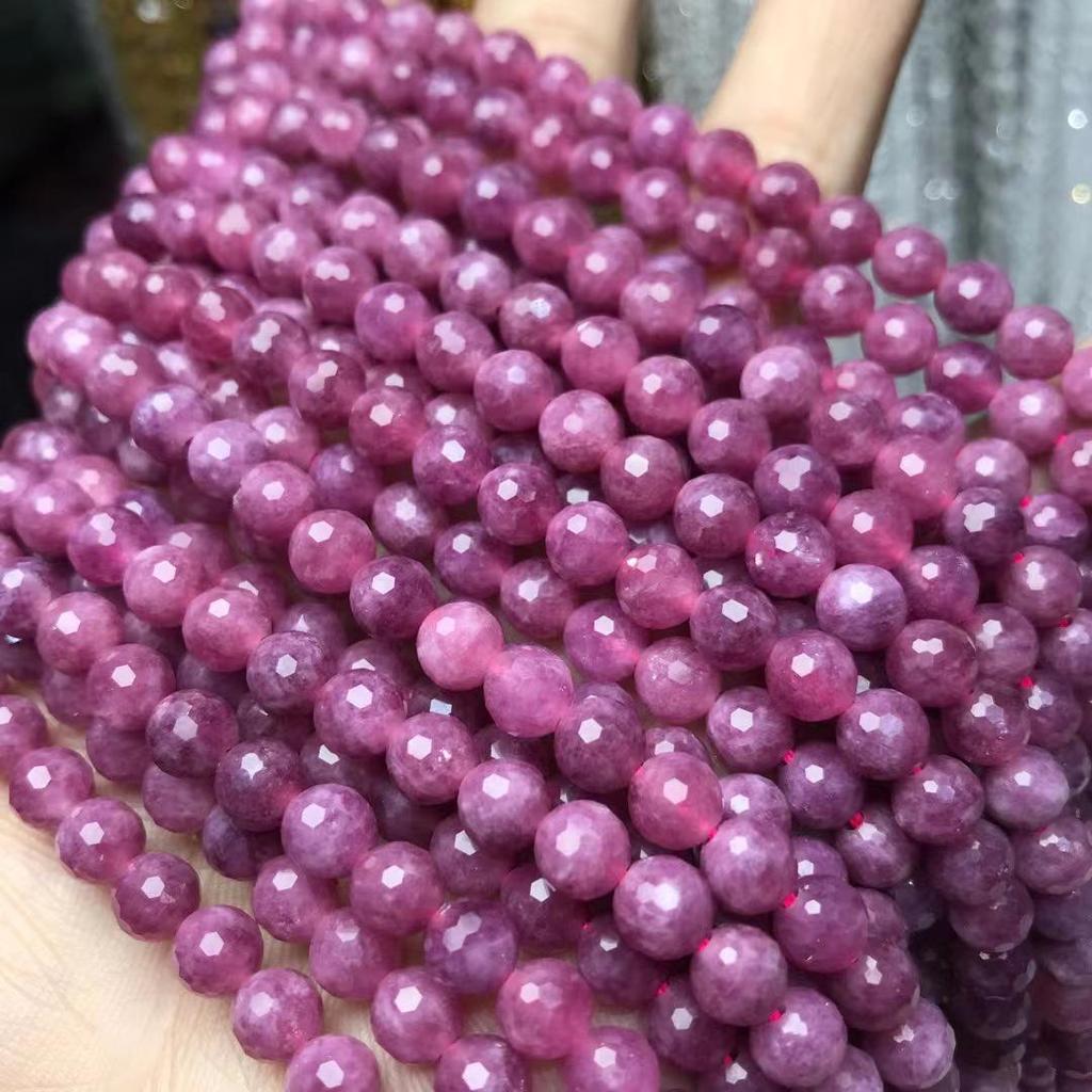 Natural Pink Tourmaline 6mm Faceted 128-Facet Football Cut Beads Strand