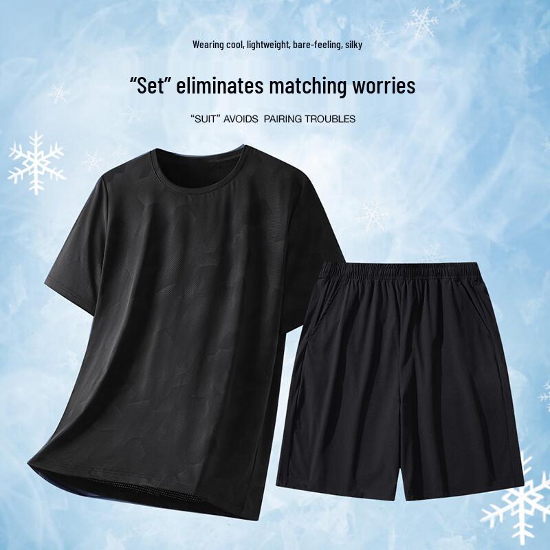 

MEDE Men s Ice Silk T-Shirt & Quick-Dry Shorts Set 3XL