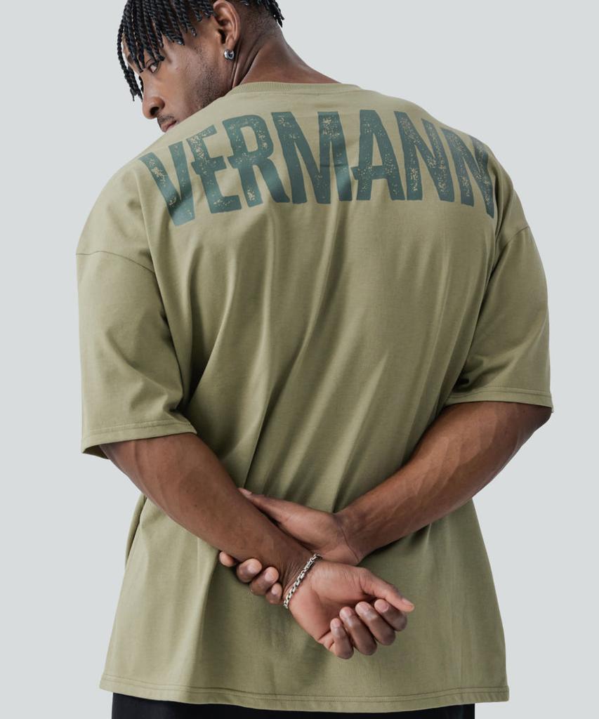Beleumaneopaeleol Crack Logo Oversized Short Sleeve T-Shirt Khaki