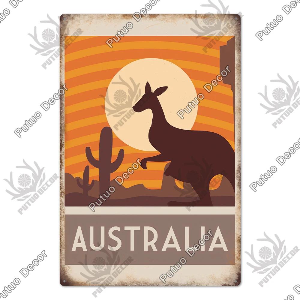 Putuo Decor Australia Metal Sign Plaque Metal Vintage Poster Tin Sign Decoration for Bar Club House Living Room Wall Home Decor