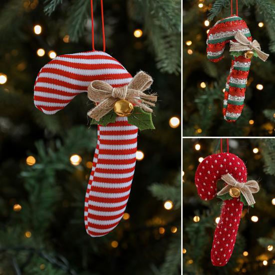 Candy Cane Christmas Ornament Plush Soft Candy Cane Christmas Tree Stuffed Decoration for Holiday Party Decor