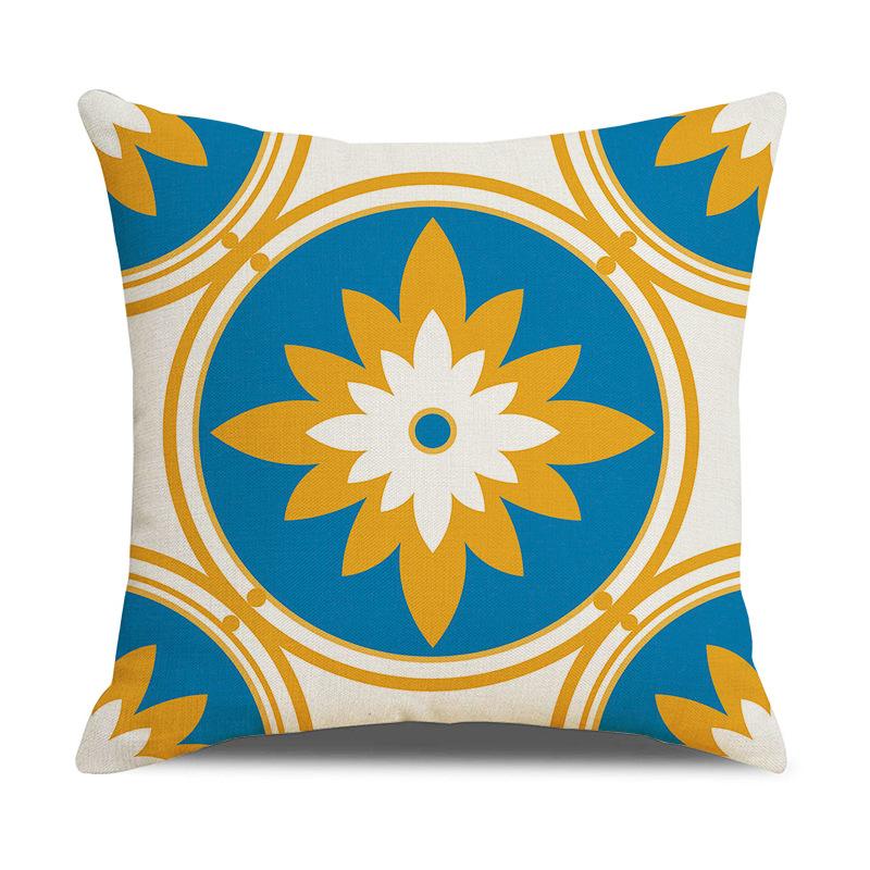 Nordic Yellow Ethnic Style Geometric Linen Cotton Linen Cushion Cover Sofa Car Interior Decoration Bedside Backrest Pillow Ins