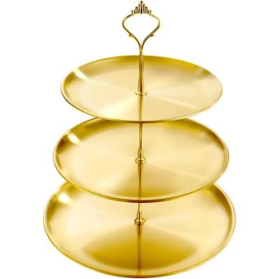 Gold 3-Tier Dessert Cake Stand 27x27cm, Elegant Serving Display Tower For Holiday Party Gathering Pastry And Snack Display Holder