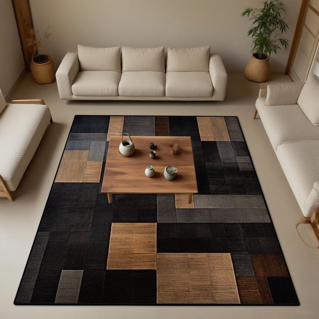 Moderner rechteckiger Wohnzimmerteppich Geometrische Dekoration Arbeitszimmer Schlafzimmer Dekor Rutschfeste Bodenmatten Leicht zu reinigen Eingangstürmatte