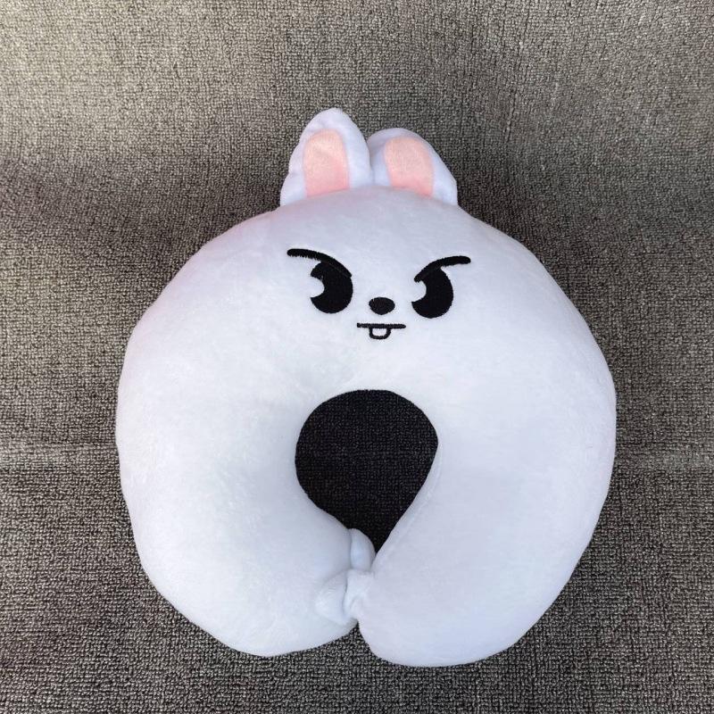 Cute Cartoon U-Shaped Travel Neck Pillow, Soft Polyester Fiber Neck Support Pillow for Nap & Flight