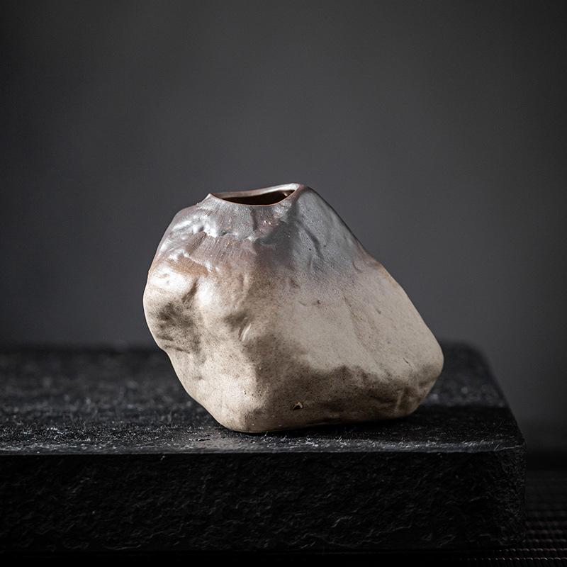 Retro Japanische Handgefertigte Minimalistische Keramik-Blumenvase - Kleines Hydroponisches Teegeschirr-Ornament