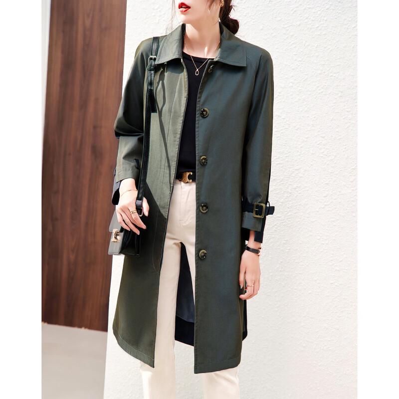 Women's Polo Collar Cotton Blend Trench Coat