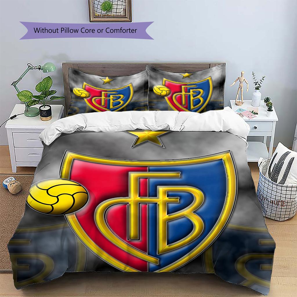 FC Basel Vzorované povlečení Domácí dekorace Narozeninový dárek (1 * povlak na peřinu + 2 * povlak na polštář, bez jádra)