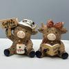 Coffee Highlands Cow Figurines Farmhouse Decors,Resins Animal Statue Table Ornament Garden Bookshelfs Decors Calf Lover
