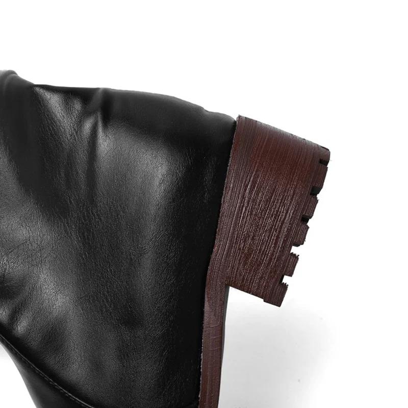Fashion Women Over The Knee Boots Heels Long Boots Black Lady Shoes Big Size 44 45 46