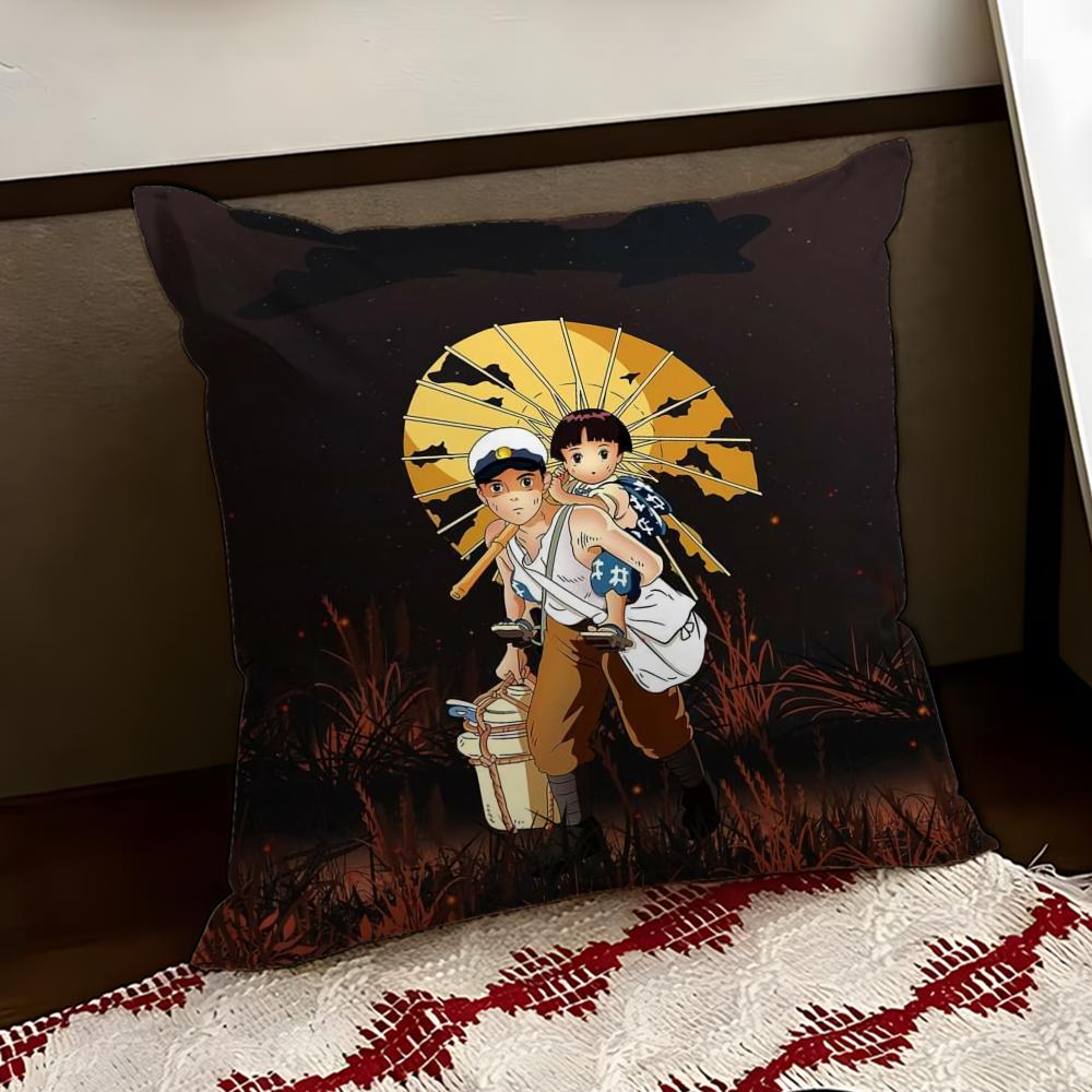 GGrave of the FFirefliesS Cushion Cover Reversible Soft Durable Pillow Cover Home Car MultiScene Use for Daily Comfort