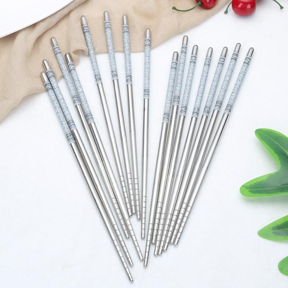 5 pairs Reusable Sushi Chopstick Stainless Steel Metal Chop Sticks  for Cooking Eating