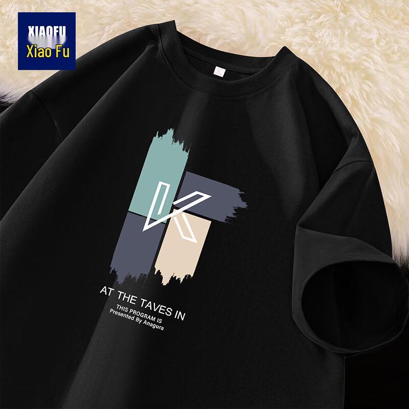 Men s Cotton Short-Sleeve Print T-Shirt XL чёрный