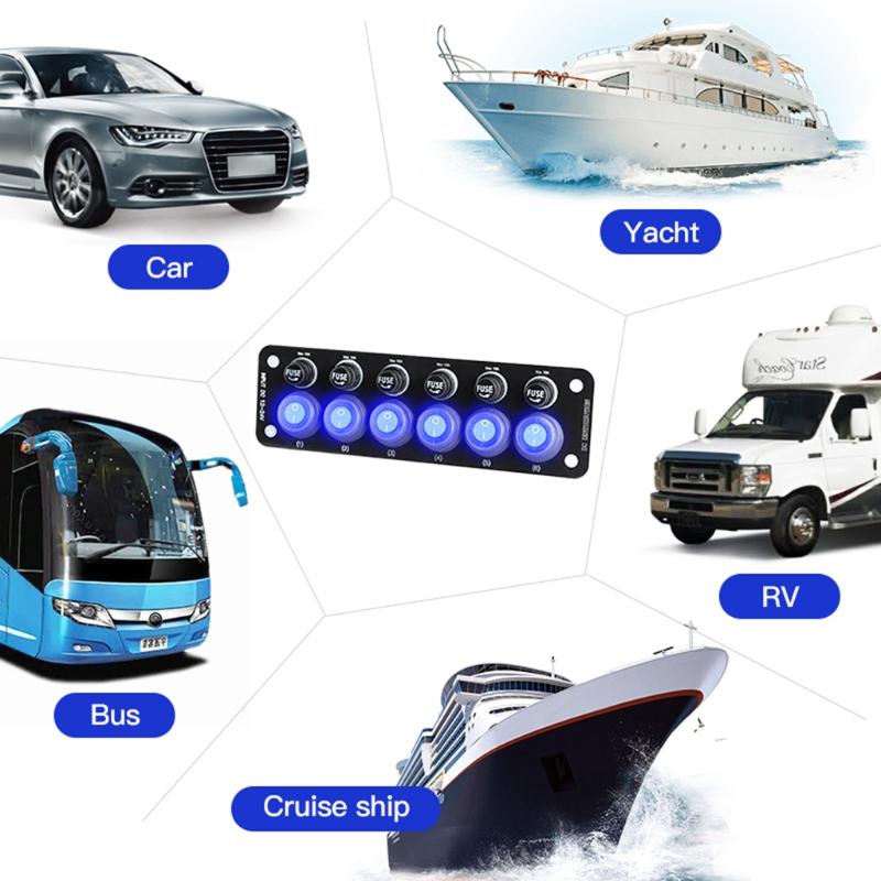 6 Position Rocker Toggle Switch For Car RV Truck Boat Ships Electronic On/Off Power Button Multi Port Sockets Switches
