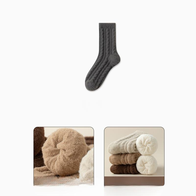 Australian Fleece Mid-calf Socks for Women's Winter, Thickened with Fleece, Double-sided Faux Cashmere, Warm Sleep, Pile Long Socks for Autumn