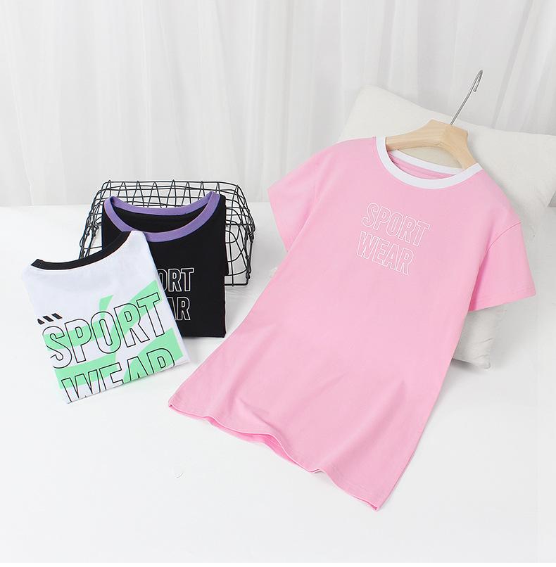 Summer Korean Style Girls' Fashion Printed Breathable Dress with Long/Short Sleeves