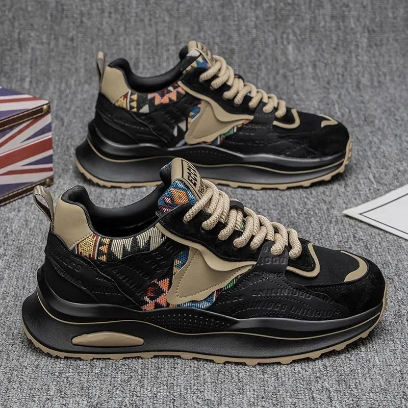 

Мужская повседневная обувь высокого класса, модные высококачественные нескользящие кроссовки для бега на открытом воздухе, новый роскошный дизайн, повседневная плоская мужская спортивная обувь 39 чёрный