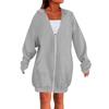 Women's Solid Color Zippered Sweatshirt Top Daily Casual Raglan Long Jacket (Without Hood Drawstring)