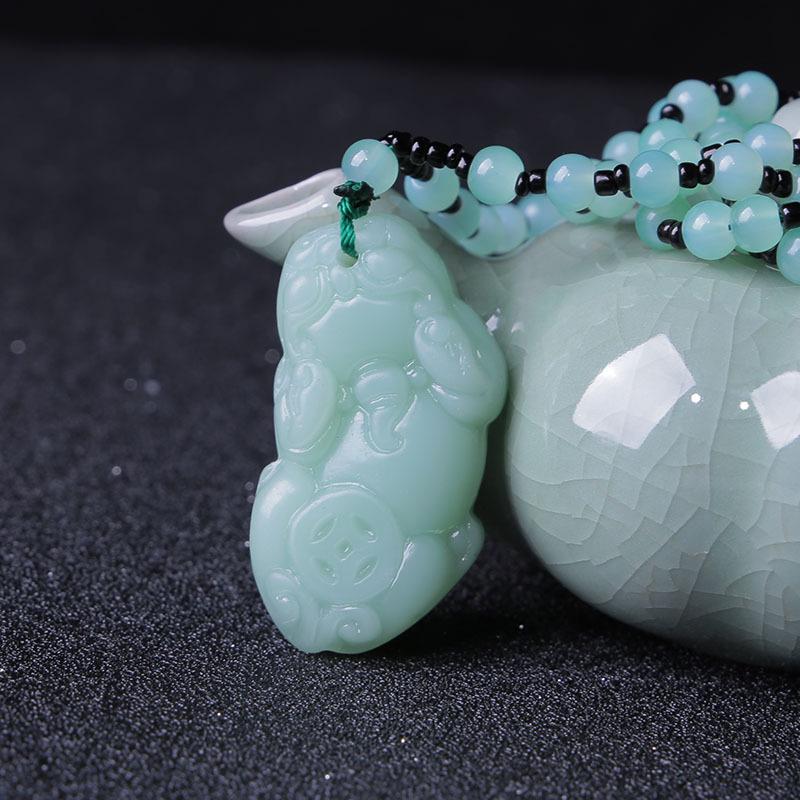 Versatile Long Pixiu Rose Quartz Necklace: Wealth, Luck & Personality Pendant for Autumn/Winter