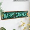 2D Flat 1pc Vintage 'Happy Campers Sign' Wall Decor. Metal Wall Sign | 15.7×3.94inch Rustic Aluminium Decorative Sign Art for Home, Bedroom, Bar
