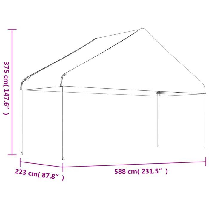 VidaXL Belvédère avec toit blanc 5,88x2,23x3,75 m polyéthylène, tente de fête, chapiteau, abri à auvent 362639