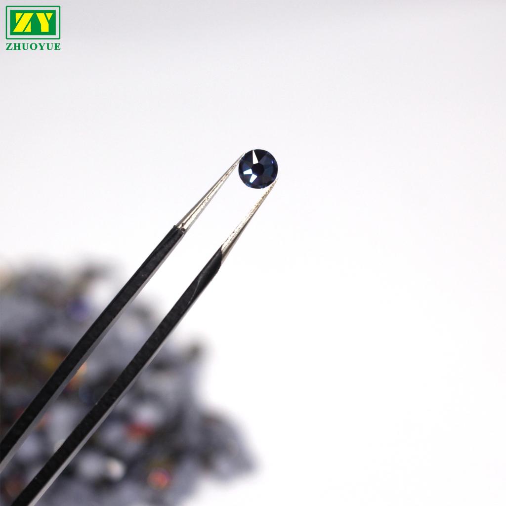 Glass 16 Cut Blue Flame Color Hot Fix Flat Back Rhinestones High Quality Eco-Friendly for Nail Art Bags Garment Shoes