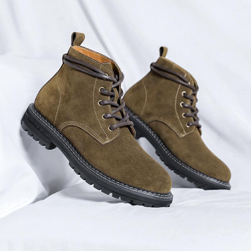 Anti-velvet Leather Martin Boots Men's 2025 New Autumn and Winter Mid-help Boots American Retro Tooling Boots 1143-R