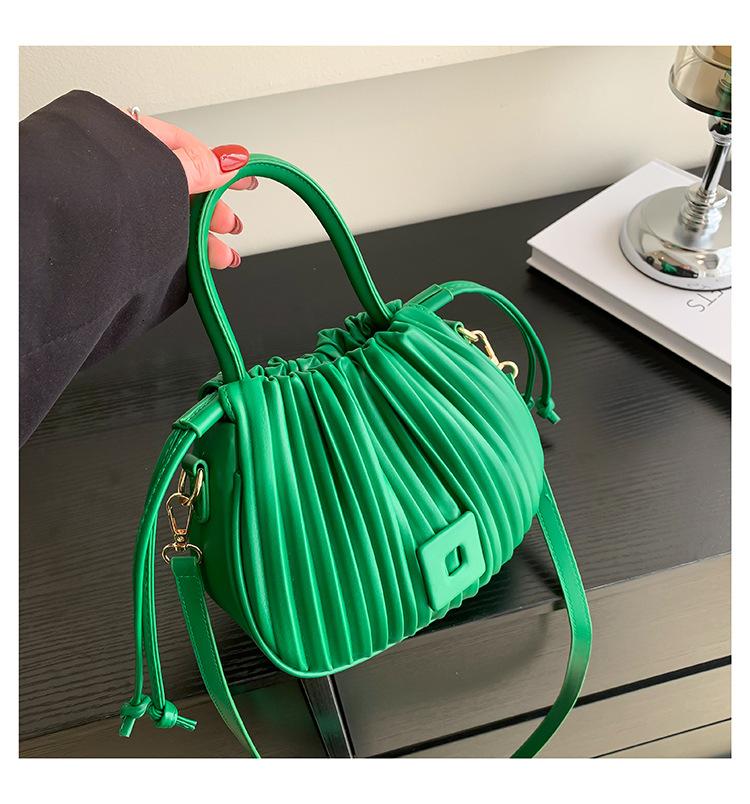 Luxury Women's Crossbody Bag PU Leather Casual Tote Shoulder Handbag Soft Surface Pure Color Bucket Bag for Spring Summer