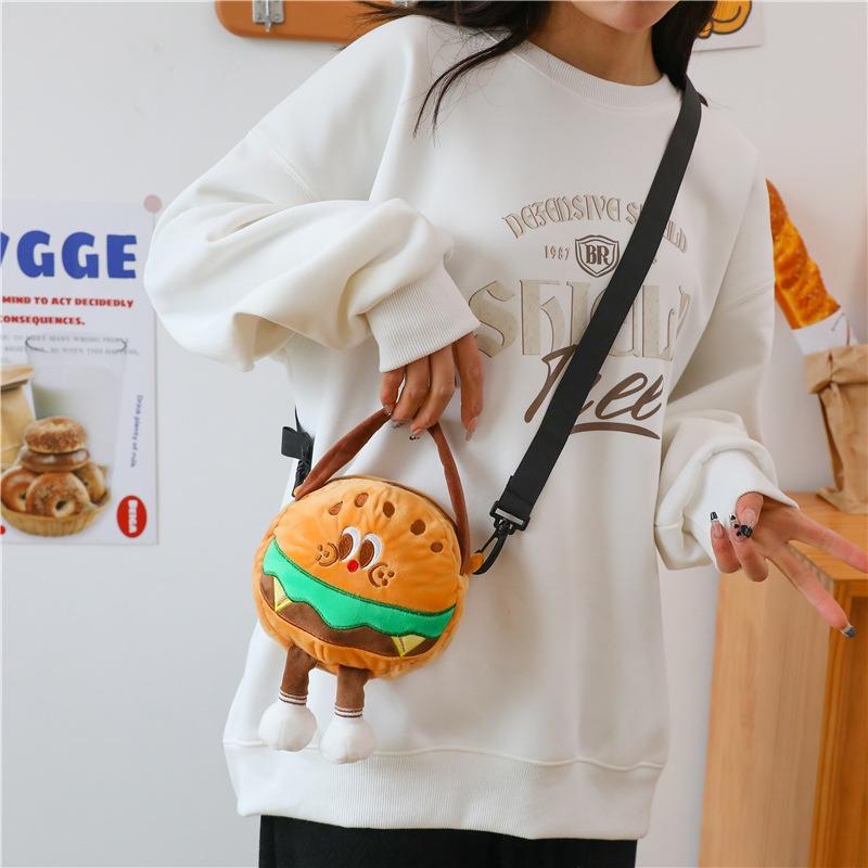 New Plush Bag Cartoon JK Girl Student Cute Burger Cola Children's Shoulder Messenger Bag