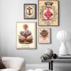 Vintage Sacred Heart of Jesus Poster Abstract Religion Canvas Painting Retro Flower Wall Art Picture For Home Decoration