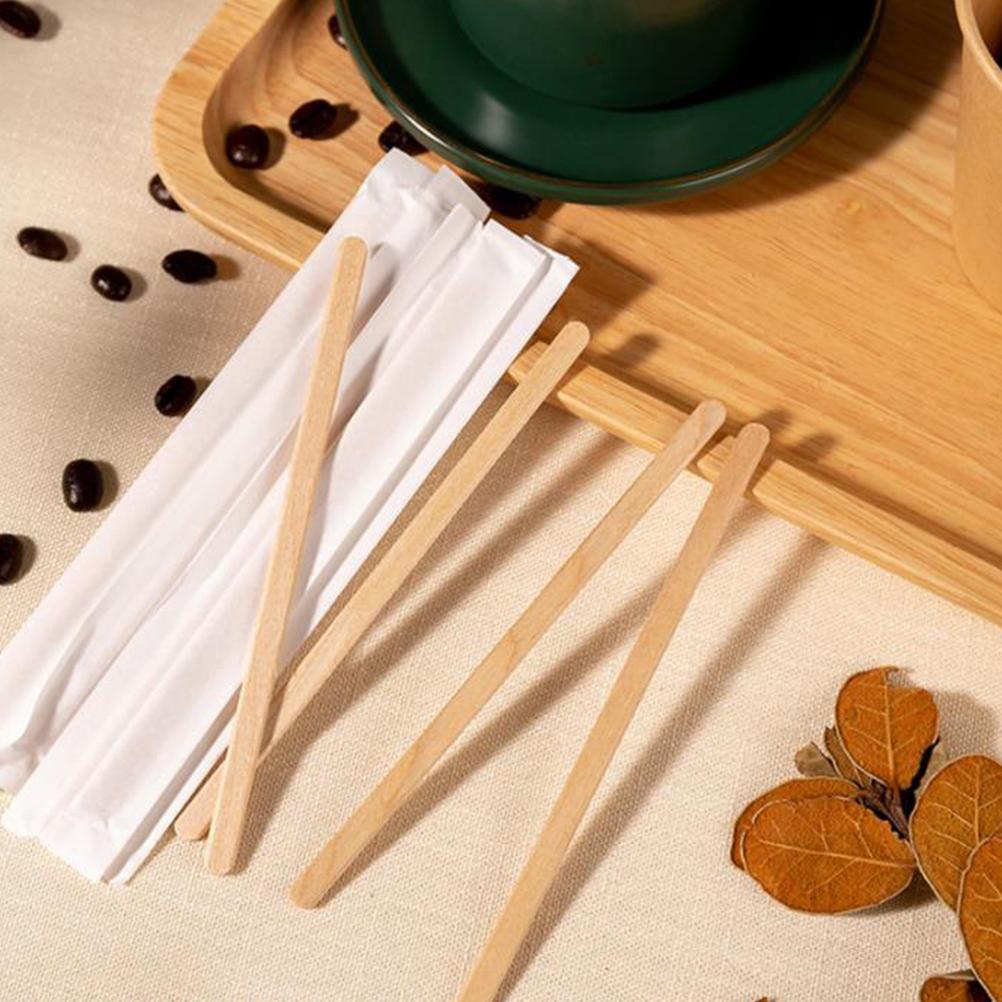 100ks jednorázových tyčinek na míchání Přírodní dřevěné čajové míchačky na kávu Potřeby pro kavárny